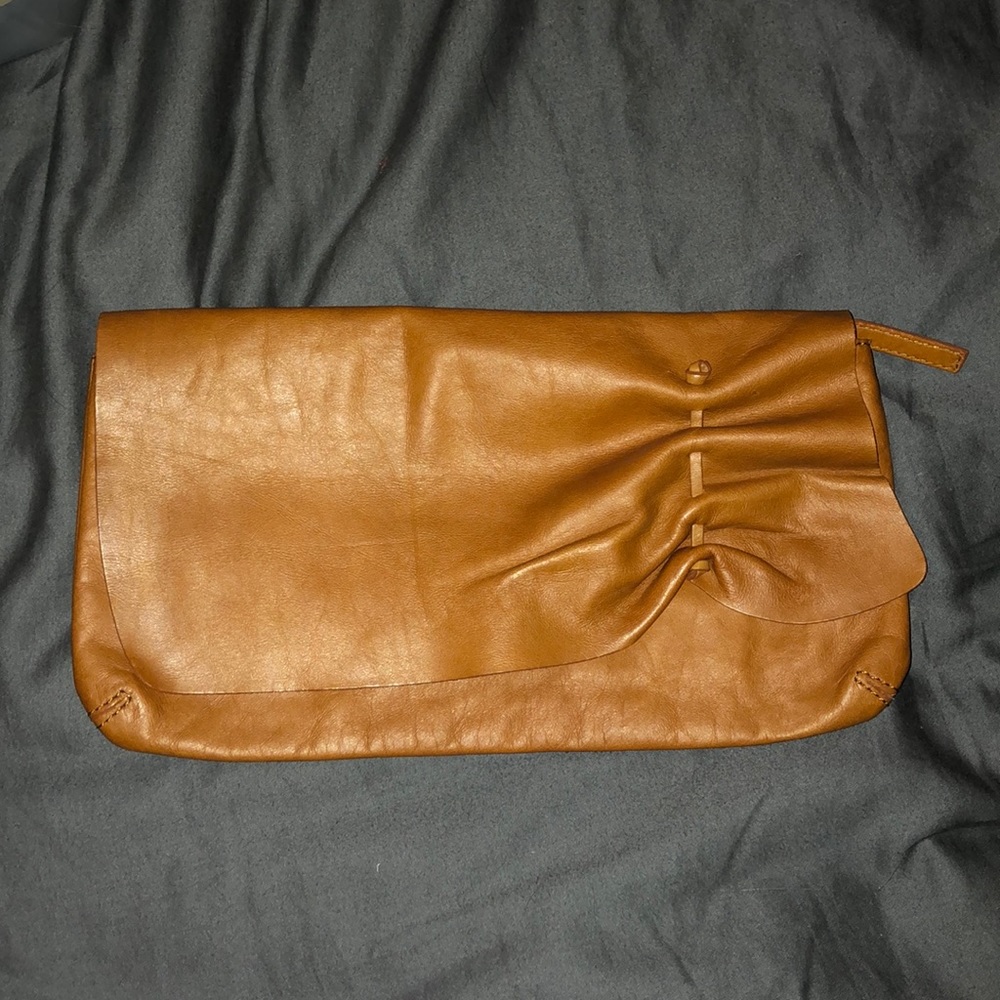 A.B.S. Allen Schwartz Tan Leather Clutch